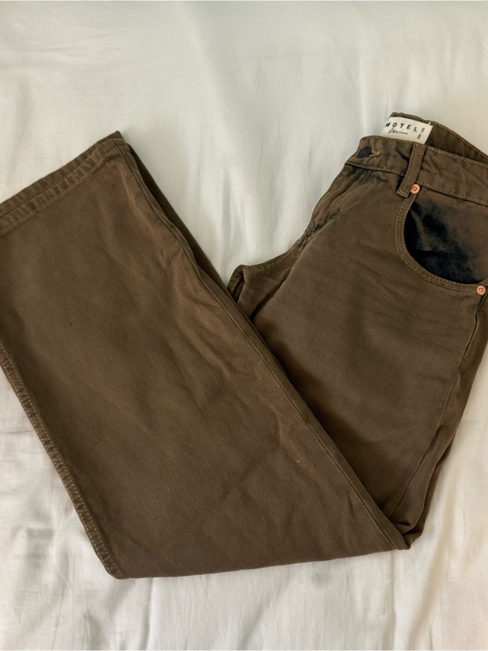 Motel rocks low rise parallel jeans dark sand brown w26 l32